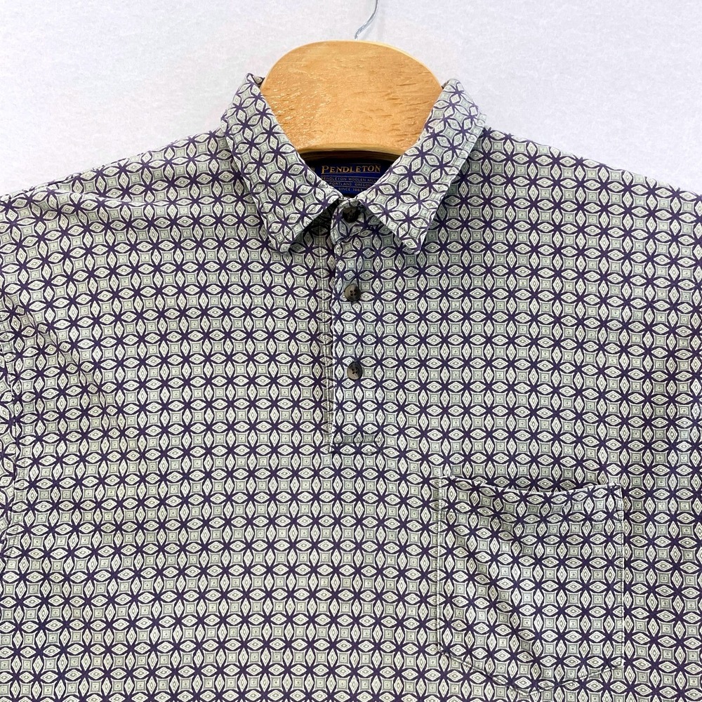 Pendleton Men's XL Short‎ Sleeve Button Up Shirt Geometric Print 100 Cotton